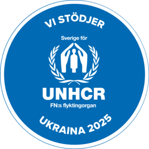 Bild med texten: 'Vi stödjer Ukraina 2025. UNHCR'